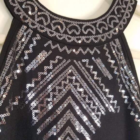 Black sequined top sz Large - Picture 4 of 6